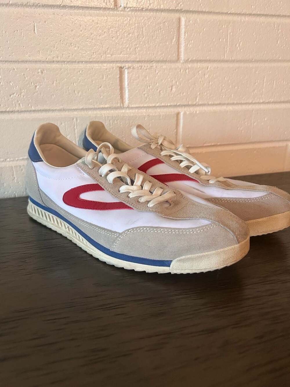 Tretorn Rawlins Vintage Casual Lace-Up Sneakers, White/Red/Blue